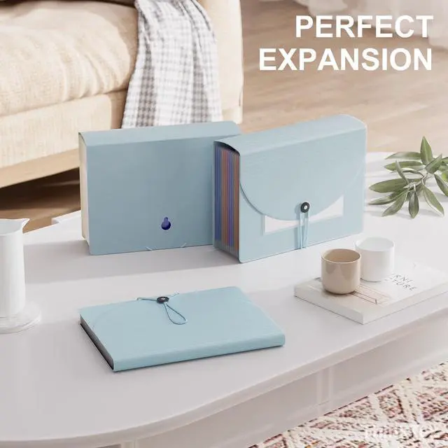 Alt view image 3 of 5 - Accordion File Organizer, 12 - Pocket Expanding File Folders for Paper Receipts, Bill&Taxes Organizer, Letter/A4 Size Document Holder for School, Office, Home with Colorful tabs-Light Blue