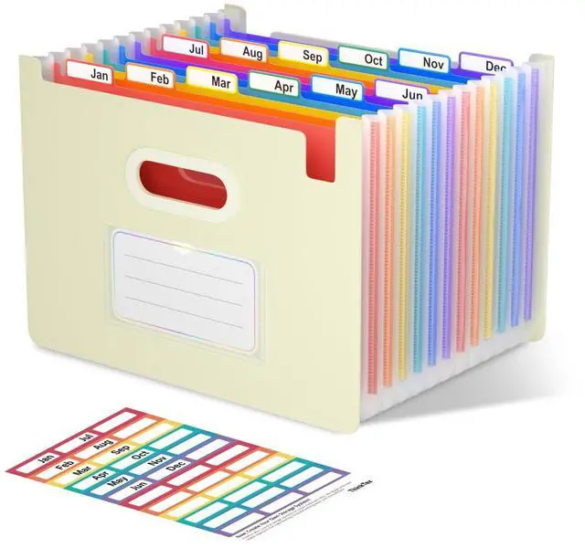 Main image of Accordion File Organizer, 12 - Pocket Expanding File Folders Upright & Open Top,for Paper Receipts, Bills&Taxes Organizer, Letter/A4 Size for School, Office, Home with tab- Beige Color