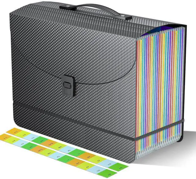 Main image of Expanding File Folders,Accordion File Organizer,25 Pockets Expandable File Folder with Plastic Handle,Portable Filing Box,Monthly Bill Receipt Paper and Document Organizer,Colored Tabs,A4/Letter Size