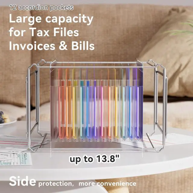 Alt view image 4 of 7 - Plastic Expanding Hanging File Folders,12 Accordion Pockets,Large Capacity for Letter Size, Organizer for Filing Cabinet,Ideal for Tax,Contracts,Invoices,for Office,School-black-2set