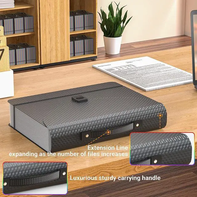 Alt view image 6 of 7 - Expanding File Folders,Accordion File Organizer,25 Pockets Expandable File Folder with Plastic Handle,Portable Filing Box,Monthly Bill Receipt Paper and Document Organizer,Colored Tabs,A4/Letter Size