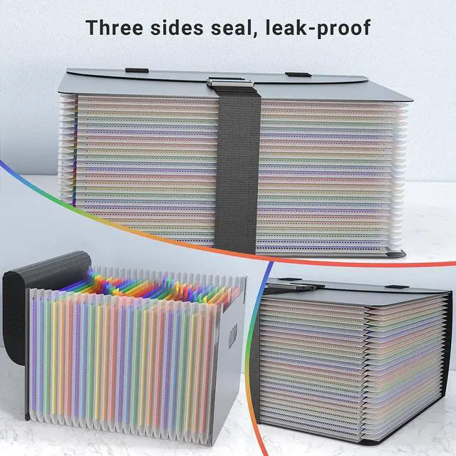 Alt view image 2 of 7 - File Organizers with Handle,25 Pockets Accordion File Organizer,Portable Expanding File Folder for Receipt,Bill, A4/Letter Size Paper,Documents,a-z Tabs Included in Filing Folder Frosted