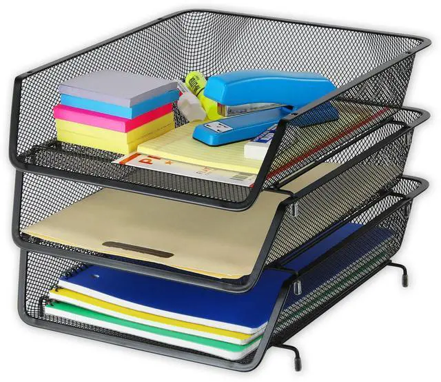 Main image of Stackable Desk File Document Letter Tray Organizer, 3 Packs, Black