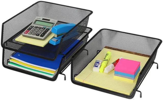 Alt view image 2 of 4 - Stackable Desk File Document Letter Tray Organizer, 3 Packs, Black