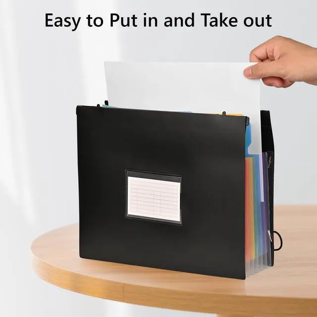Alt view image 6 of 7 - 7 Pockets Expanding Hanging File Folders with Elastic Rope, Filing Cabinet Organizer with 1.2" Expansion, Drawer Folders Inserts with Tabs, Portable Dividers for Home Office School, A4 Size 3 Pack