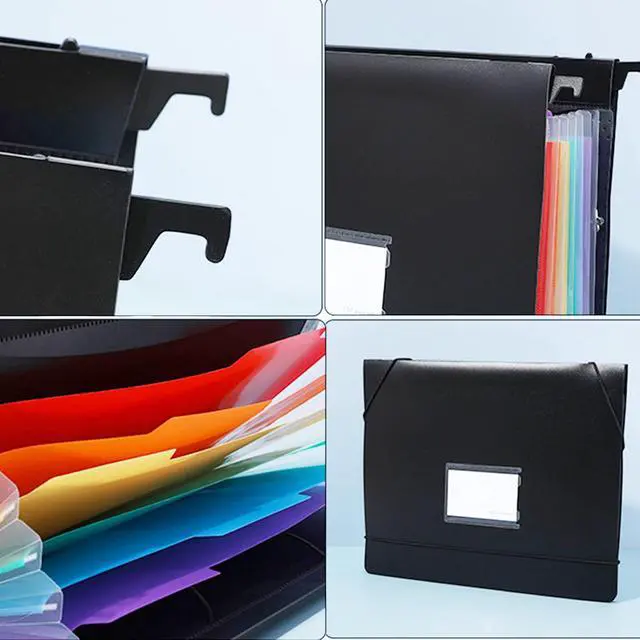 Alt view image 7 of 7 - 7 Pockets Expanding Hanging File Folders with Elastic Rope, Filing Cabinet Organizer with 1.2" Expansion, Drawer Folders Inserts with Tabs, Portable Dividers for Home Office School, A4 Size 3 Pack
