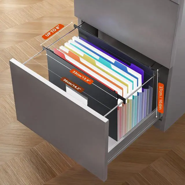 Alt view image 2 of 7 - 7 Pockets Expanding Hanging File Folders with Elastic Rope, Filing Cabinet Organizer with 1.2" Expansion, Drawer Folders Inserts with Tabs, Portable Dividers for Home Office School, A4 Size 3 Pack