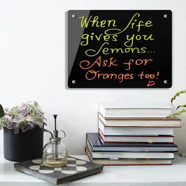 Alt view image 6 of 6 - Black Glass Dry Erase Whiteboard, 12" x 16" Frameless White Board for Home,School,Office,Black Surface(Glass BB-BK-3040)
