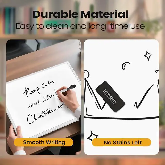 Alt view image 6 of 7 - Small Dry Erase Board for Wall, 16" x 12" Double-Sided Hanging Whiteboard, Magnetic White Board with 4 Markers, 4 Magnets and 3 Mini Sticky Notes, Portable Whiteboard for Kids, School, Home, Office