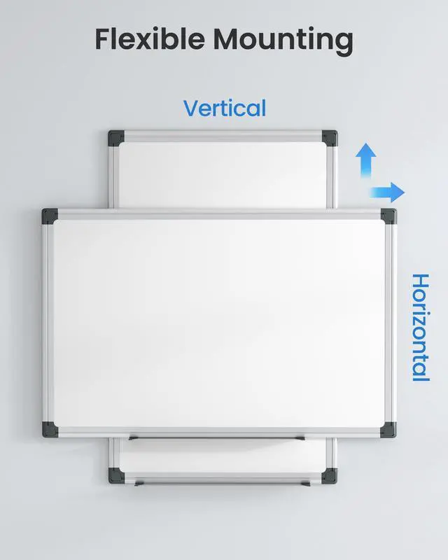 Alt view image 2 of 7 - Magnetic White Board Kit for Wall 18" x 12", 1 Dry Eraser & 2 Multicolor Markers & 4 Magnetic Pins, Sliver Reinforced Aluminum Frame for Home, School, Office