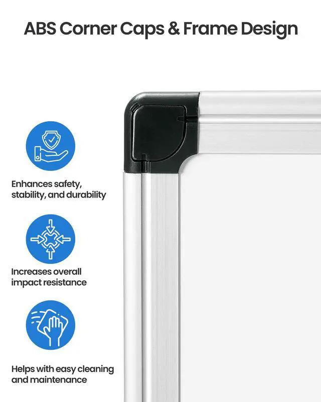 Alt view image 6 of 7 - Magnetic White Board Kit for Wall 18" x 12", 1 Dry Eraser & 2 Multicolor Markers & 4 Magnetic Pins, Sliver Reinforced Aluminum Frame for Home, School, Office