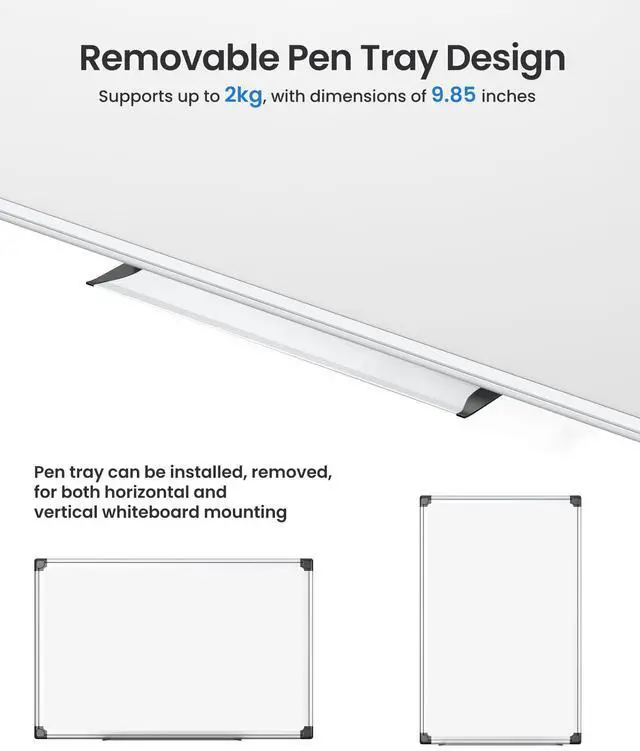 Alt view image 4 of 7 - Magnetic White Board Kit for Wall 18" x 12", 1 Dry Eraser & 2 Multicolor Markers & 4 Magnetic Pins, Sliver Reinforced Aluminum Frame for Home, School, Office