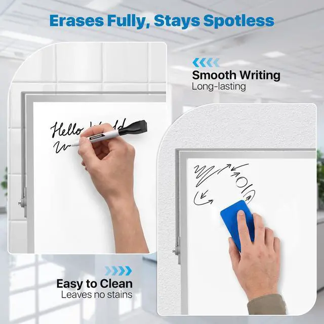 Alt view image 5 of 7 - Dry Erase White Board with Stand,Double-Sided Whiteboard 16"x12", 10 Markers,6 Magnets, 1 Eraser,Portable Desktop Whiteboard for Planning,Colorful Weekly Schedule Board for School for Home