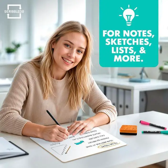 Alt view image 4 of 7 - 2 Pack 9x12 Inch Small White Board and Mini Dry Erase Board Handheld Whiteboards for Students, Home, Office, and Kitchen Use, Dry Erase Boards