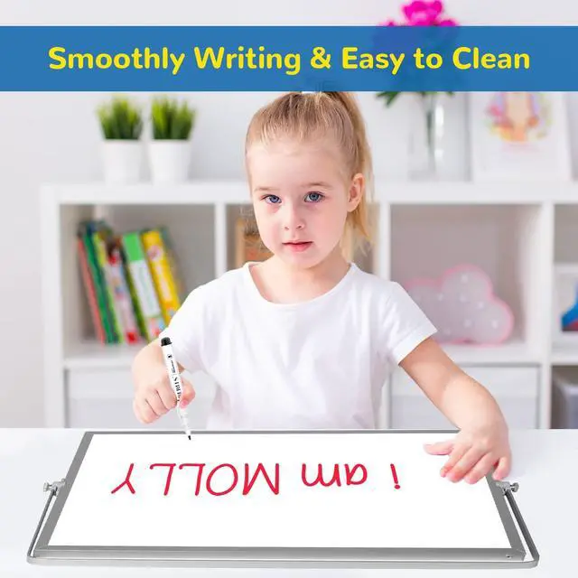 Alt view image 6 of 7 - Dry Erase White Board, 16inX12in Large Magnetic Desktop Whiteboard with Stand, 10 Markers, 4 Magnets, 1 Eraser, Portable Double-Sided White Board Easel for Memo to Do List Desk Office