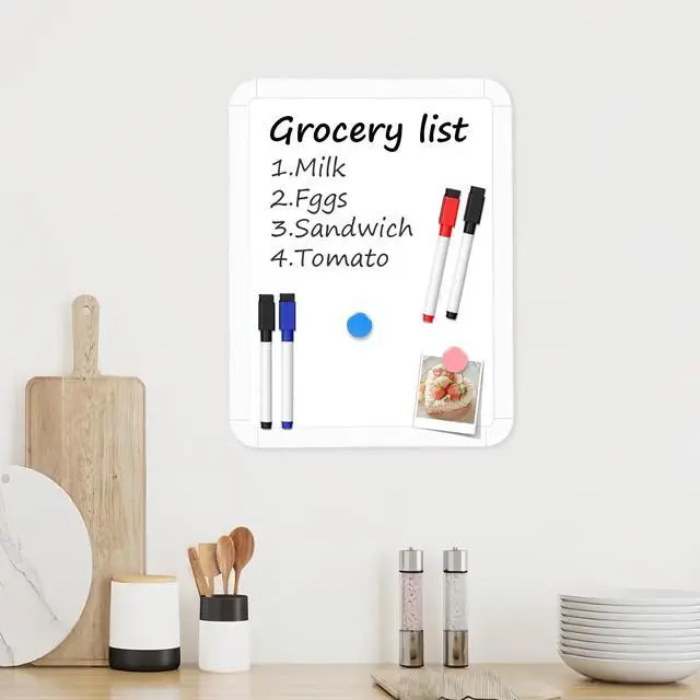 Alt view image 2 of 7 - Small Dry Erase White Board, 8.5" x 11" Mini Double-Sided Magnetic Surface Board, Portable Whiteboard with 4 Markers & 2 Magnets for Wall, Kids, Students, School, Fridge, Home & Office