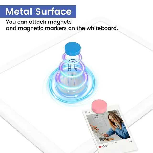 Alt view image 6 of 7 - Small Dry Erase White Board, 8.5" x 11" Mini Double-Sided Magnetic Surface Board, Portable Whiteboard with 4 Markers & 2 Magnets for Wall, Kids, Students, School, Fridge, Home & Office