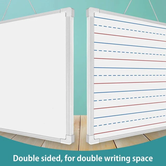 Alt view image 3 of 6 - Dry Erase Board 11x14 Magnetic Whiteboard with Marker Double Sided | Double-Sided Whiteboard with Blank and Lined Sides for Drawing, Math, and Notes, Portable Hanging Board for Kids, Classroom