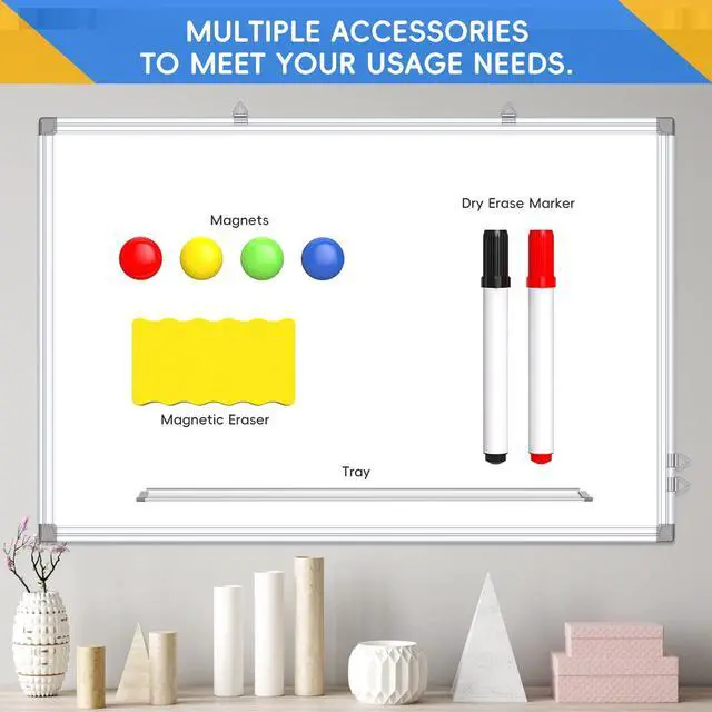 Alt view image 5 of 7 - Magnetic Whiteboard, Dry Erase Board, 16x12 Inches, Wall Mounted White Board with Pen Tray, Aluminum Frame, Includes 1 Eraser, 2 Markers, 4 Magnets