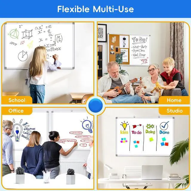 Alt view image 6 of 7 - Magnetic Whiteboard, Dry Erase Board, 16x12 Inches, Wall Mounted White Board with Pen Tray, Aluminum Frame, Includes 1 Eraser, 2 Markers, 4 Magnets