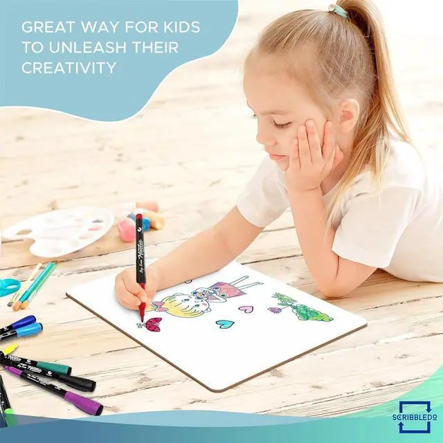 Alt view image 2 of 7 - 2 Pack 9x12 Inch Small White Board and Mini Dry Erase Board Handheld Whiteboards for Students, Home, Office, and Kitchen Use, Dry Erase Boards