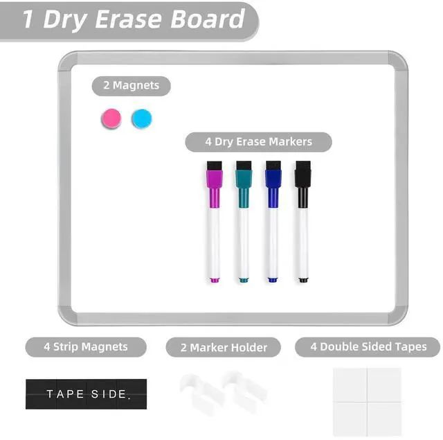 Alt view image 6 of 6 - Small White Board Dry Erase, 14'' x 11'' Magnetic Dry Erase Board, Mini Whiteboard with Markers for Students, Fridge, Wall, Locker