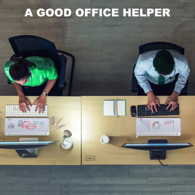 Alt view image 6 of 7 - Small Desktop Whiteboard -Glass Dry Erase Board Computer Keyboard Stand White Board Surface Pad with Drawer, Desk Organizers with Accessories for Office, Home, School Supplies - White