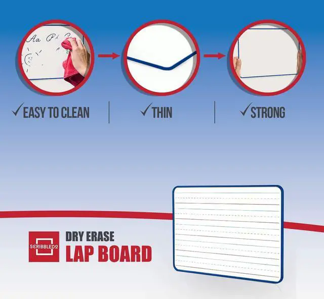 Alt view image 4 of 7 - Magnetic Dry Erase Board, Double Sided 9" x 12" Small White Board, Ruled - Blank Blue Framed Mini Dry Erase Board, Portable Whiteboard for Kids, Great for School, Home & Remote Learning