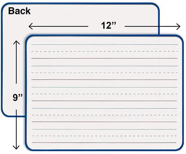 Alt view image 6 of 7 - Magnetic Dry Erase Board, Double Sided 9" x 12" Small White Board, Ruled - Blank Blue Framed Mini Dry Erase Board, Portable Whiteboard for Kids, Great for School, Home & Remote Learning
