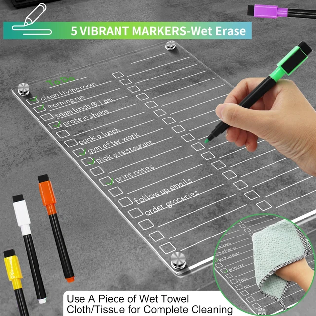 Alt view image 4 of 6 - Acrylic Magnetic Dry Erase Board for Fridge 3 Pcs, Clear Fridge Whiteboard to Do List White Board for Refrigerator Weekly Meal Planner Menu Board for Kitchen Fridge Calendar Magnet