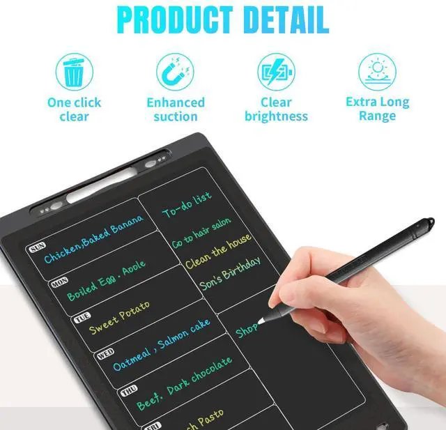Alt view image 2 of 6 - Magnetic Weekly Chore Chart for Adults, 9.8×6.7 Small to Do List Dry Erase Board for Fridge Grocery Shopping Kitchen Menu Planning Whiteboard Refrigerator Digital Notepad Blackboard Meal Planner