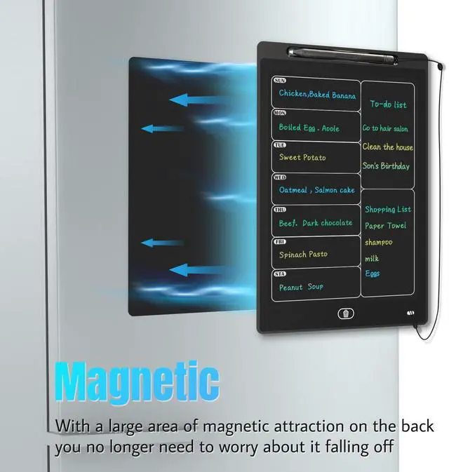 Alt view image 4 of 6 - Magnetic Weekly Chore Chart for Adults, 9.8×6.7 Small to Do List Dry Erase Board for Fridge Grocery Shopping Kitchen Menu Planning Whiteboard Refrigerator Digital Notepad Blackboard Meal Planner