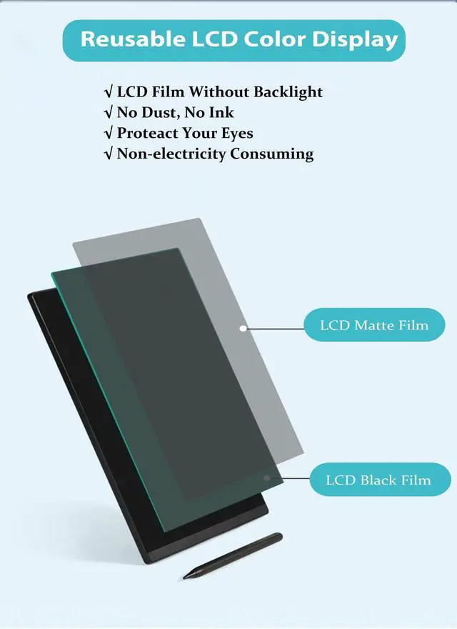 Alt view image 7 of 7 - Magnetic Grocery List Pad for Fridge, 13Inch LCD Writing Tablet Magnet Fridge Board to Do Lists Shopping List Message Notepad for Refrigerator with One-Click Erase, Writing Pen (13inch)