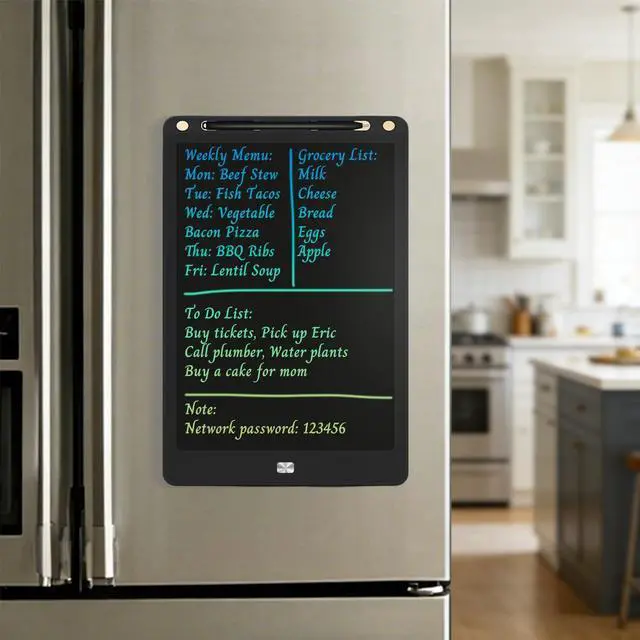 Main image of Magnetic Grocery List Pad for Fridge, 13Inch LCD Writing Tablet Magnet Fridge Board to Do Lists Shopping List Message Notepad for Refrigerator with One-Click Erase, Writing Pen (13inch)