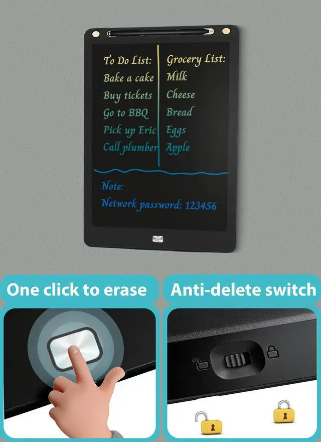 Alt view image 3 of 7 - Magnetic Grocery List Pad for Fridge, 13Inch LCD Writing Tablet Magnet Fridge Board to Do Lists Shopping List Message Notepad for Refrigerator with One-Click Erase, Writing Pen (13inch)