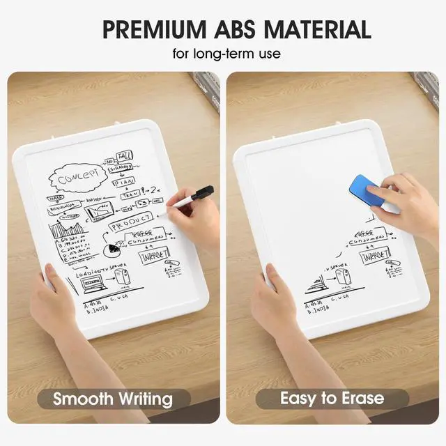 Alt view image 4 of 6 - Small Dry Erase Board 8.5x11 Inches, Double Sided Mini Whiteboard for Wall, Desk, Fridge, Includes 4 Markers and 2 Magnets, Smooth Dry-Erase Surface, Lightweight and Portable