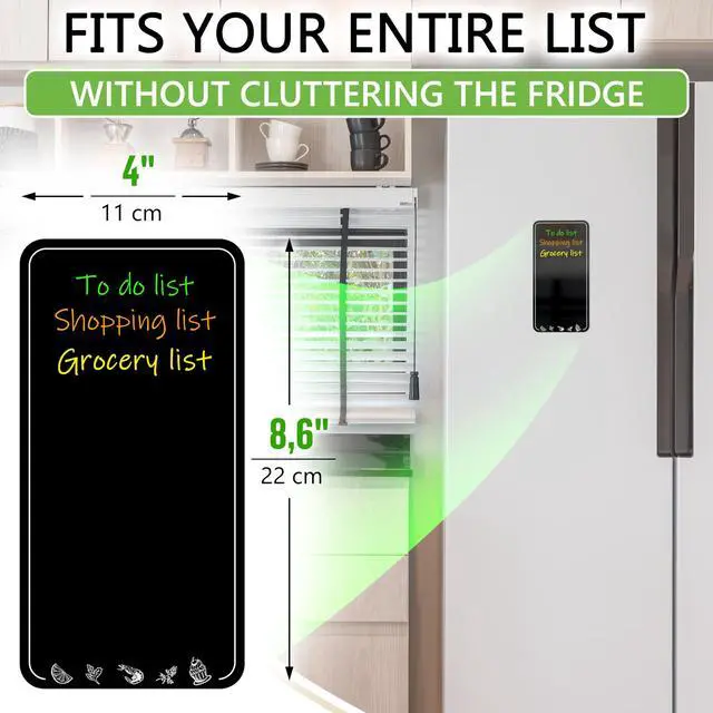 Alt view image 4 of 6 - Dry Erase Board for Fridge 4.5 x 8.5 in - Magnetic Chalkboard for Fridge Whiteboard Magnet Black Shopping List - Fridge Magnetic Board Small Refrigerator Grocery List - Fridge Reminder Board