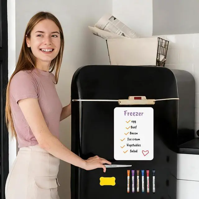 Alt view image 7 of 7 - Magnetic Whiteboard for Fridge White Board 12"X8" 4 Pack Magnetic Dry Erase Board with 6 Markers & 1 Eraser Home Kitchen Blank Fridge Magnets Small Whiteboard for Organizer and Planner