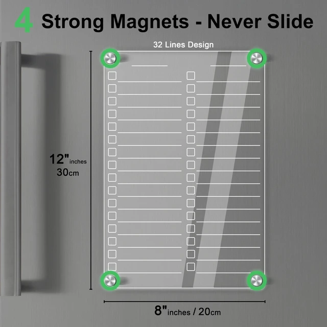 Alt view image 2 of 6 - Acrylic Magnetic Dry Erase Board for Fridge, 12"X8" Clear Magnetic to Do List White Board, Acrylic Dry Erase to Do List for Refrigerator, Magnet Whiteboard 5 Markers 2 Pcs