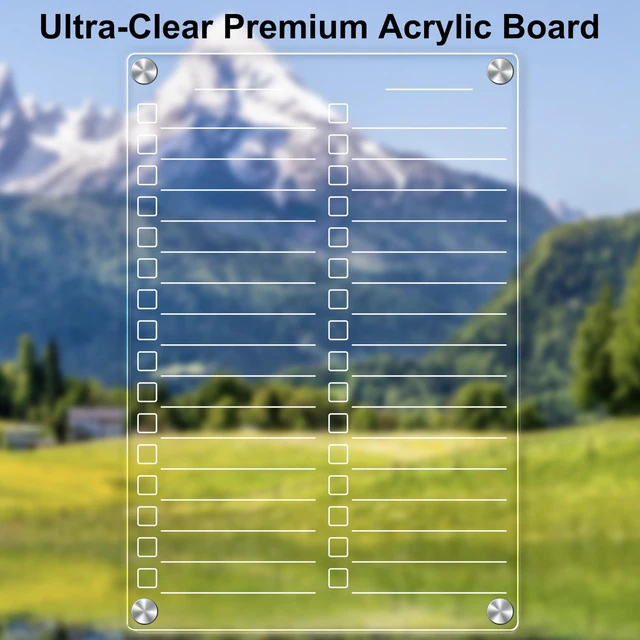 Alt view image 6 of 6 - Acrylic Magnetic Dry Erase Board for Fridge, 12"X8" Clear Magnetic to Do List White Board, Acrylic Dry Erase to Do List for Refrigerator, Magnet Whiteboard 5 Markers 2 Pcs