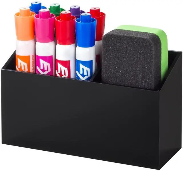 Main image of Magnetic Dry Erase Marker Holder for Whiteboard,Non-slip Acrylic Magnet Pen Holder for Fridge Refrigerator,Locker Organizer for Work,Locker Accessories,Pencil Cup for Desk(Black)