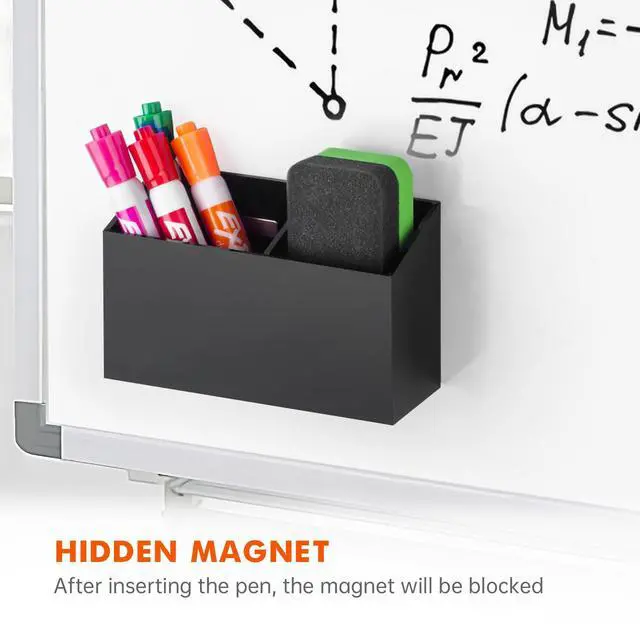 Alt view image 4 of 7 - Magnetic Dry Erase Marker Holder for Whiteboard,Non-slip Acrylic Magnet Pen Holder for Fridge Refrigerator,Locker Organizer for Work,Locker Accessories,Pencil Cup for Desk(Black)