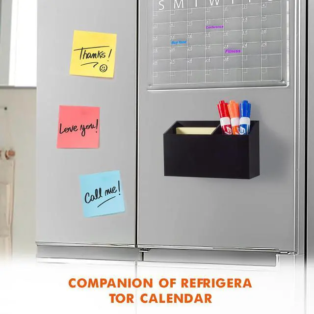 Alt view image 3 of 7 - Magnetic Dry Erase Marker Holder for Whiteboard,Non-slip Acrylic Magnet Pen Holder for Fridge Refrigerator,Locker Organizer for Work,Locker Accessories,Pencil Cup for Desk(Black)