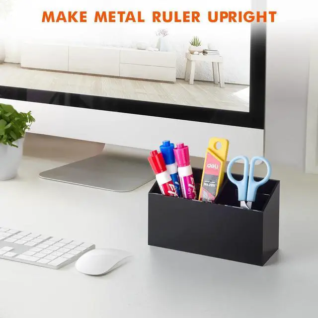 Alt view image 6 of 7 - Magnetic Dry Erase Marker Holder for Whiteboard,Non-slip Acrylic Magnet Pen Holder for Fridge Refrigerator,Locker Organizer for Work,Locker Accessories,Pencil Cup for Desk(Black)