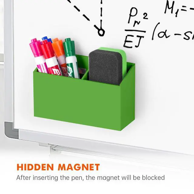 Alt view image 4 of 7 - Magnetic Dry Erase Marker Holder for Whiteboard,Non-slip Acrylic Magnet Pen Holder for Fridge Refrigerator,Locker Organizer for Work,Locker Accessories,Pencil Cup for Desk(Green)