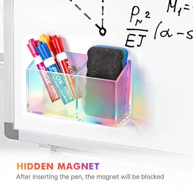 Alt view image 4 of 7 - Magnetic Dry Erase Marker Holder for Whiteboard,Non-slip Acrylic Magnet Pen Holder for Fridge Refrigerator,Locker Organizer for Work,Locker Accessories,Pencil Cup for Desk(Colorful)