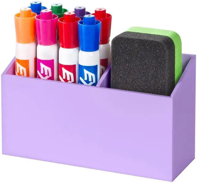 Main image of Magnetic Dry Erase Marker Holder for Whiteboard,Non-slip Acrylic Magnet Pen Holder for Fridge Refrigerator,Locker Organizer for Work,Locker Accessories,Pencil Cup for Desk(Purple)