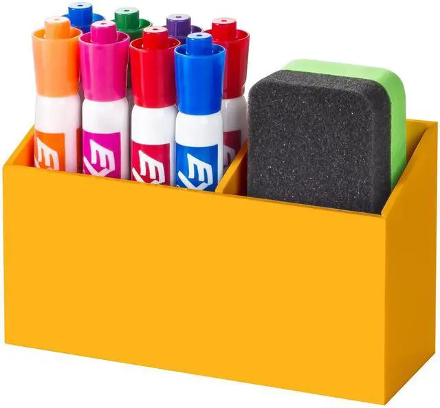Main image of Magnetic Dry Erase Marker Holder for Whiteboard,Non-slip Acrylic Magnet Pen Holder for Fridge Refrigerator,Locker Organizer for Work,Locker Accessories,Pencil Cup for Desk(Orange)