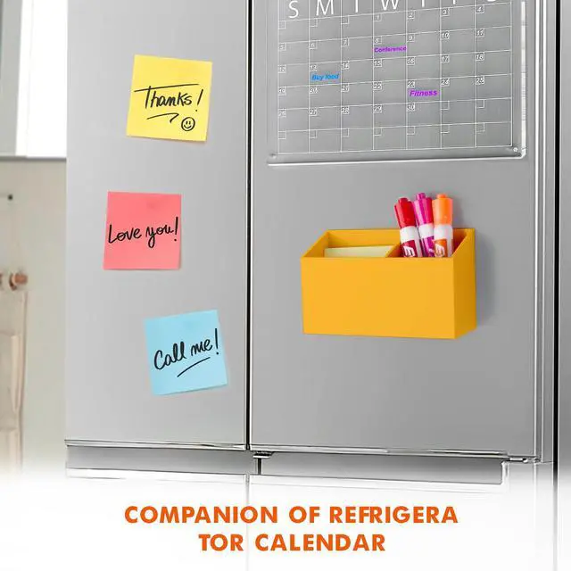 Alt view image 3 of 7 - Magnetic Dry Erase Marker Holder for Whiteboard,Non-slip Acrylic Magnet Pen Holder for Fridge Refrigerator,Locker Organizer for Work,Locker Accessories,Pencil Cup for Desk(Orange)