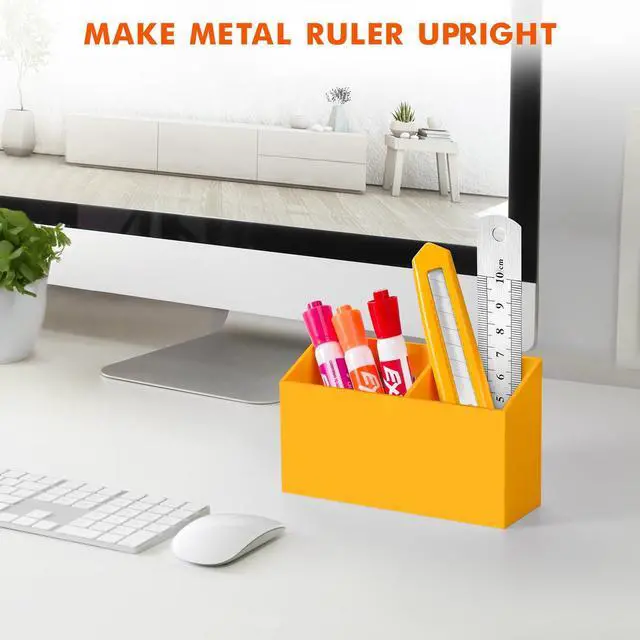 Alt view image 6 of 7 - Magnetic Dry Erase Marker Holder for Whiteboard,Non-slip Acrylic Magnet Pen Holder for Fridge Refrigerator,Locker Organizer for Work,Locker Accessories,Pencil Cup for Desk(Orange)